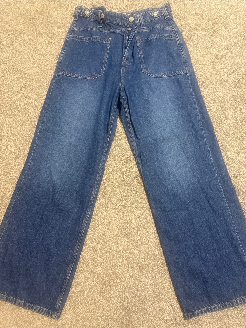 We The Free Wide-Leg High-Rise Jeans in Blue